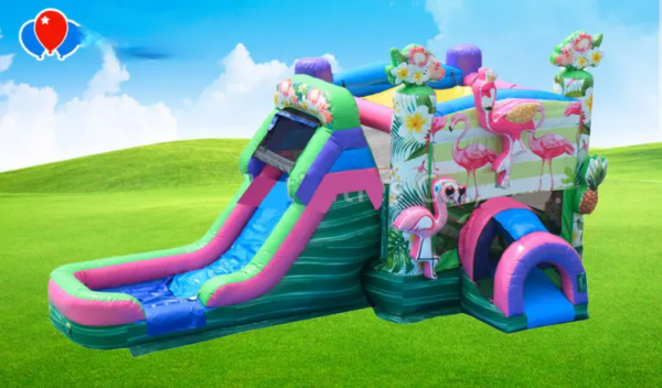 Flamingo Bounce House Combo w/ (Dry or Wet/Water Slide)