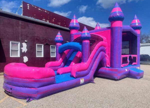 Pink Bounce House Combo Slide