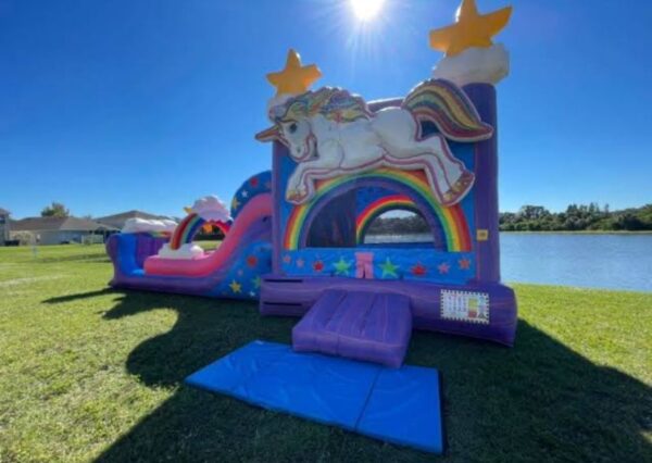 Unicorn Bounce House Combo Slide